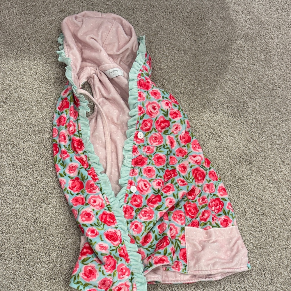 Floral Hooded Jacket with Ruffle Trim